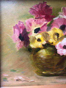 Mid-Century Floral Vase Painting