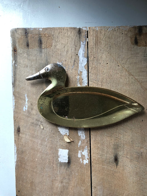 Vintage Brass Duck Dish