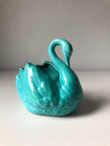 Vintage Turquoise Pottery Swan