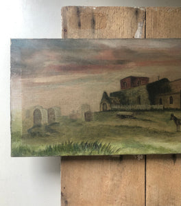 Antique Church Oil Painting on Canvas (UK SHIPPING ONLY)