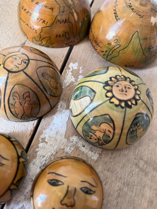 Vintage Zodiac Wooden Nesting Spheres