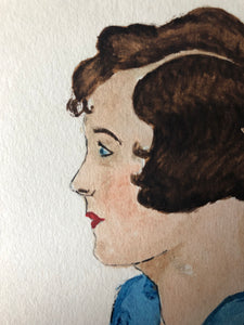 1930s Vintage Watercolour Portrait