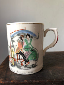 Vintage Cycling Mug Candle, Mint and Fig