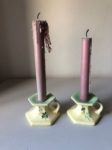 Pair of vintage ceramic candle holders