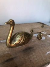 Load image into Gallery viewer, Set of Antique Brass Ducks with Swan