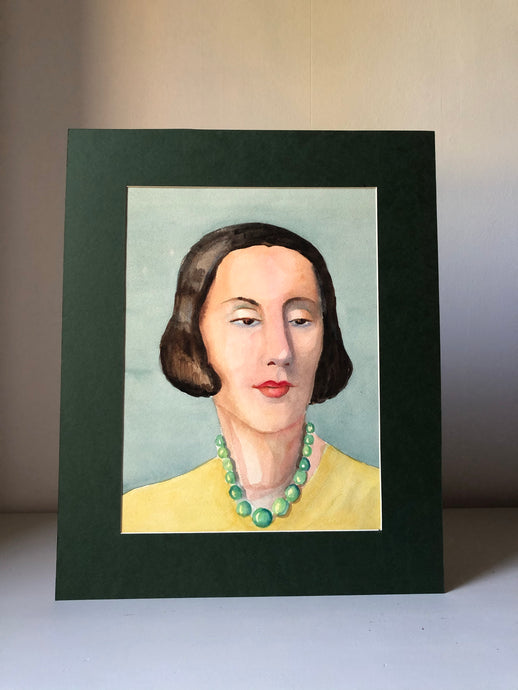 Original Watercolour, ‘Girl on Green’ with Mount