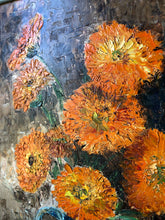 Load image into Gallery viewer, Vintage Framed Oil on Board Painting, Marigolds