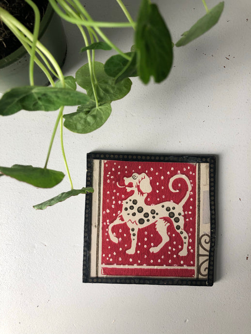 Vintage Glass Coaster Tile, Dog