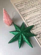 Load image into Gallery viewer, Vintage Green Glitter hanging Star