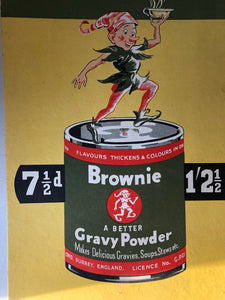 Vintage Shop Advertising Display Card - 'Brownie' Gravy Powder