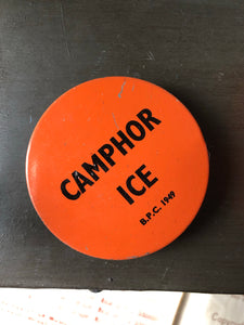 Vintage 'Camphor Ice' orange tin