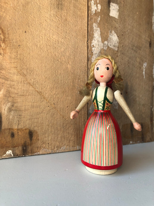 Vintage Authentic Swedish Wooden Folk Figure