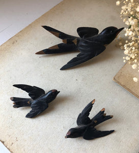 Set of Vintage Wooden Swallows