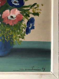 1940’s French Oil Painting, Floral still life