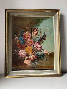 Large floral Oil on Board painting, Circa 1950s