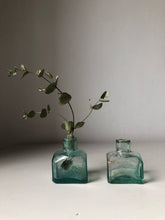 Load image into Gallery viewer, Pair of Antique Aqua Glass bottles