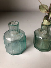Load image into Gallery viewer, Pair of Antique Octagonal Glass bottles