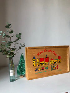 Full Vintage Wooden Village set in box