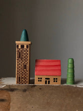 Load image into Gallery viewer, Vintage Wooden Christmas Village Set, Tower