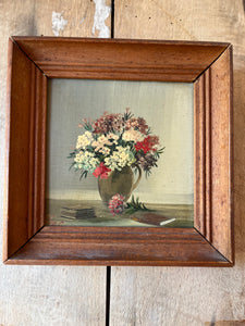 Vintage Miniature framed oil painting, Posy Jug