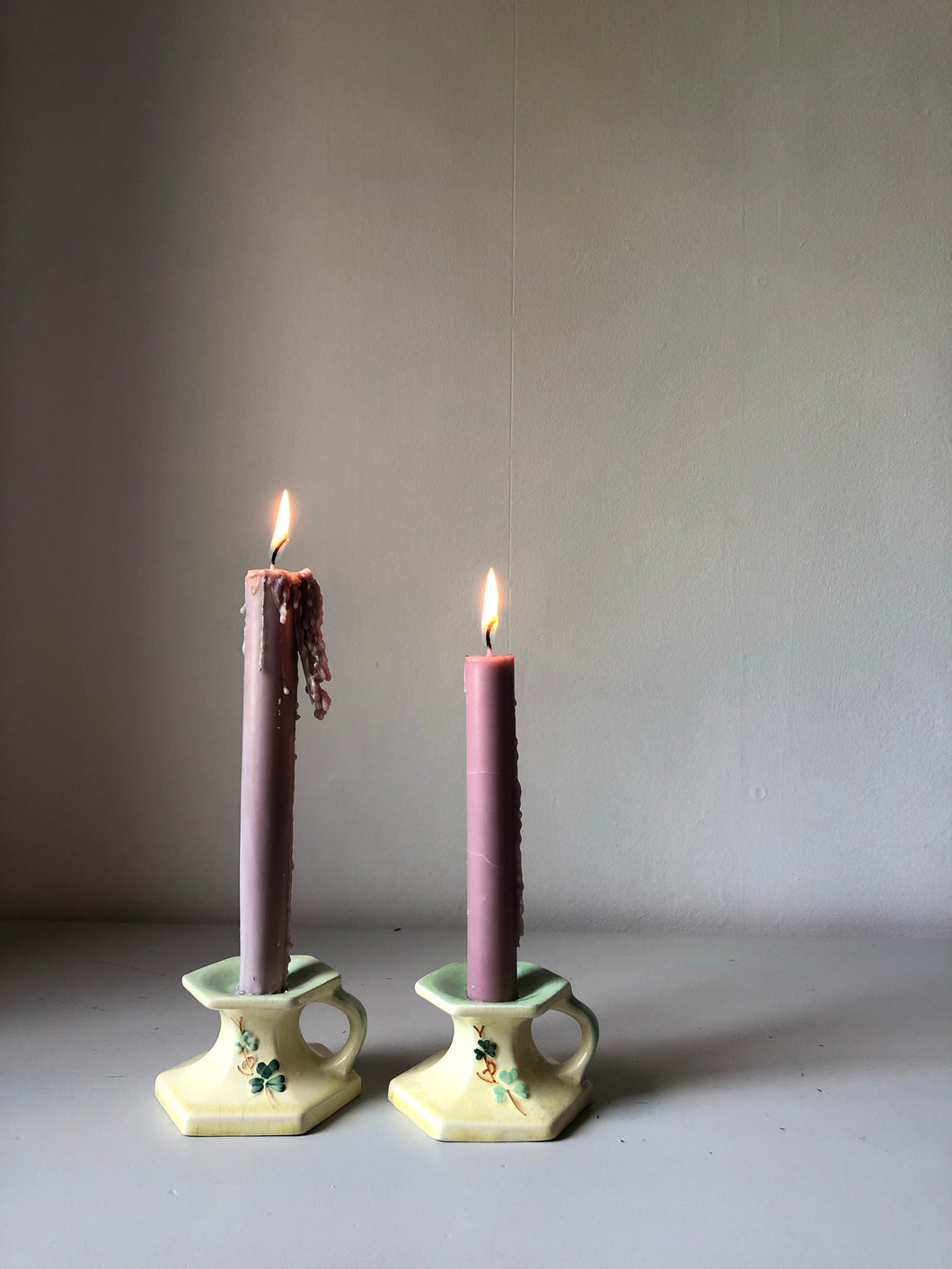 Pair of vintage ceramic candle holders