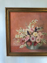 Load image into Gallery viewer, Vintage pink floral oil painting