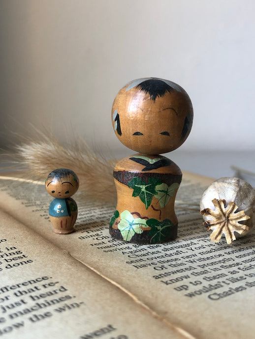 Vintage Mini Kokeshi Pair