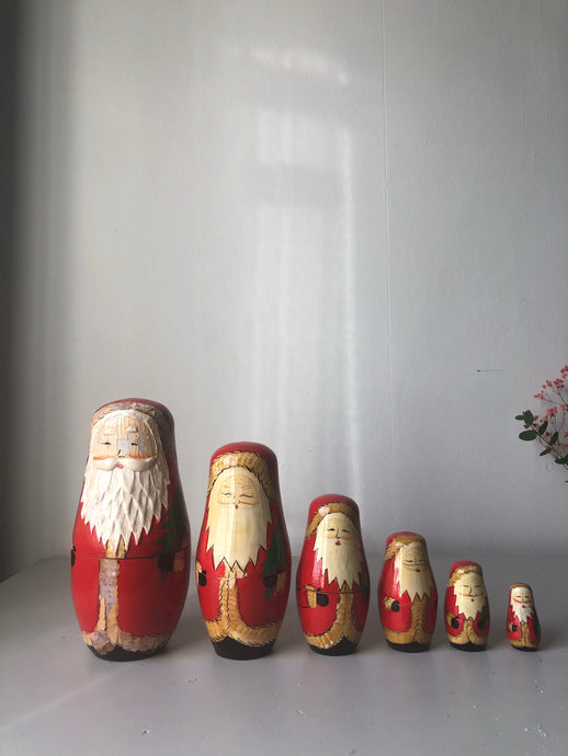 Set of Vintage Father Christmas Nesting Dolls