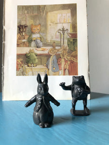 Pair of vintage lead figures, Peter Rabbit and Jeremy Fisher