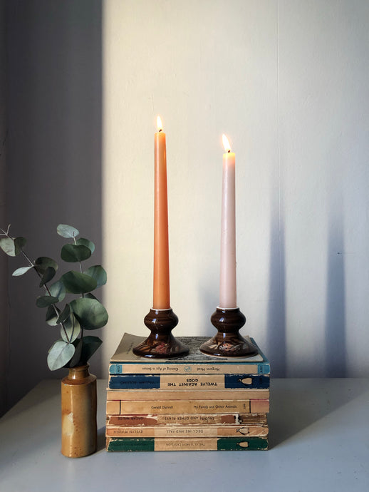 Pair of Vintage Studio Pottery Candle Holders