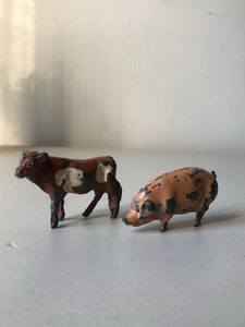 Vintage Lead cow and pig