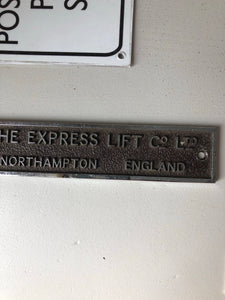 Heavy duty metal ‘Express Lift’ vintage plaque
