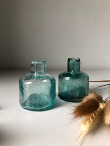 Pair of Antique Glass Ink Pots