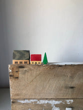 Load image into Gallery viewer, Vintage Wooden Christmas Village Set, Blue &amp; Red House
