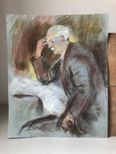 Load image into Gallery viewer, Vintage Portrait of Man Reading Newspaper, Pastel study