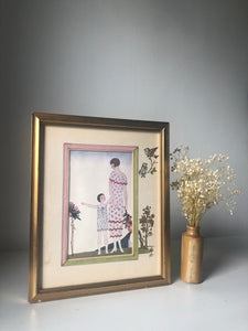 Vintage Mother / Daughter illustration print