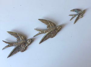 Set of 3 Brass Swallows