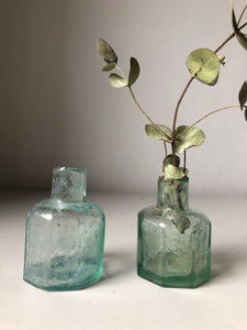 Pair of Antique Octagonal Glass bottles