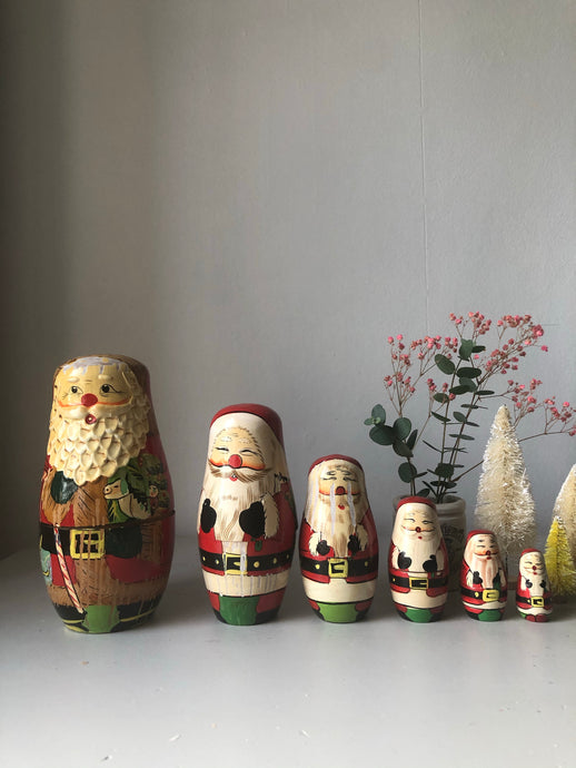 Set of Vintage Father Christmas Nesting Dolls