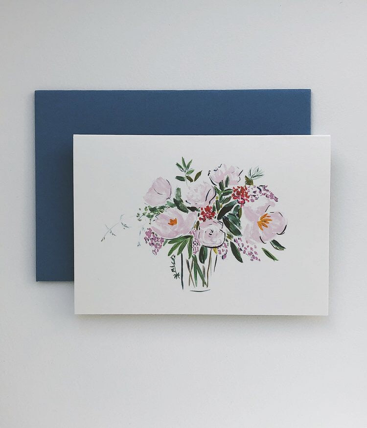 Peony Vase Botanical Card