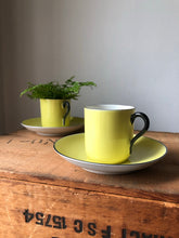 Load image into Gallery viewer, Pair of Vintage Yellow Coffee Cups with Saucers