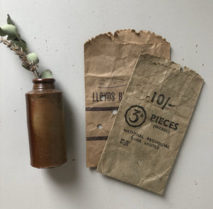 Pair of Vintage paper banking / money bags