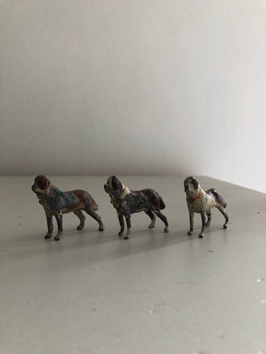 Vintage Lead St Bernard Dog, Brown