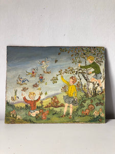 Vintage Painting of children playing