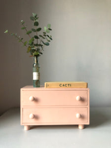 Set of Pink Vintage Miniature wooden drawers