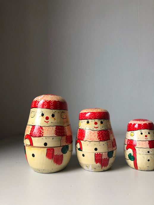 Set of Vintage Snowmen Nesting Dolls