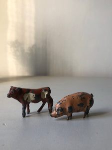 Vintage Lead cow and pig