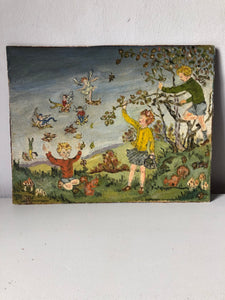 Vintage Painting of children playing