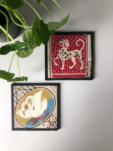 Vintage Glass Coaster Tile, Swan