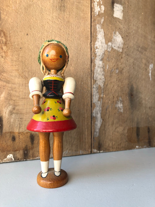 Vintage Authentic Swedish Wooden Folk Figure